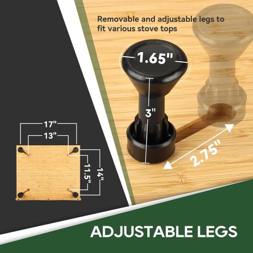 RVGUARD RV Stove Top Cover Board, Countertop Cutting Board with Adjustable Legs and Juice Grooves for Camper Trailer Gas or Electric Range,17x20