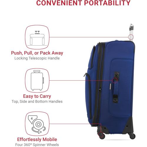 SwissGear Sion Softside Expandable Luggage, Blue, Checked-Large 29-Inch