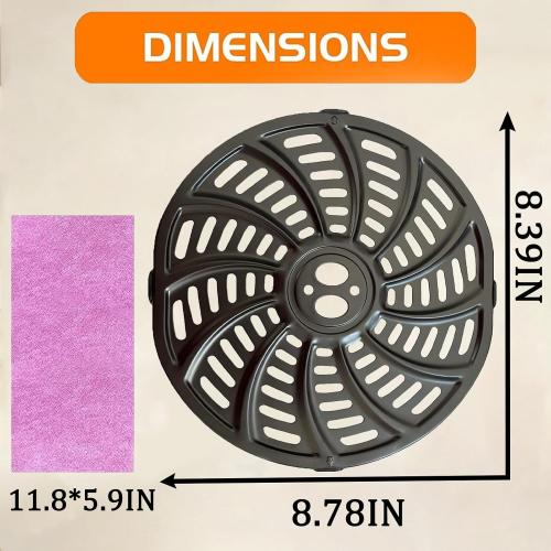 5QT Air Fryer Crisper Tray for Gourmia GAF556 GAF566 GAF536 Air Fryers, Premium Air Fryer Grill Crisper Plate Rack Grill Pan Insert Grate Grid Shelf for Gourmia 5QT Air Fryers, Dishwasher Safe