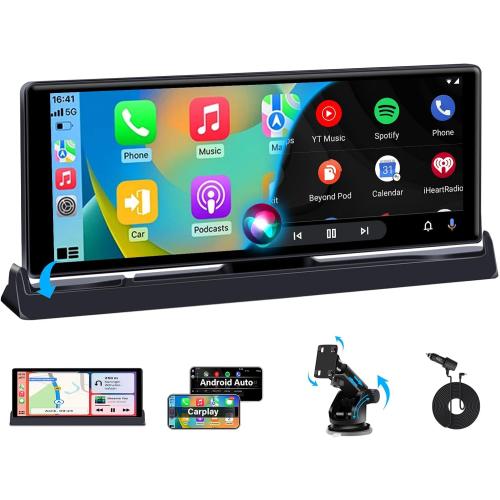 Carplay Screen for Car 10 Car Tablet Pro Max 2025【Unique Bracket】 w Googel/Siri Voice Control Wireless Apple Car Play Screen & Android Auto Screen w Mirror Link Videos Bluetooth/FM/AUX