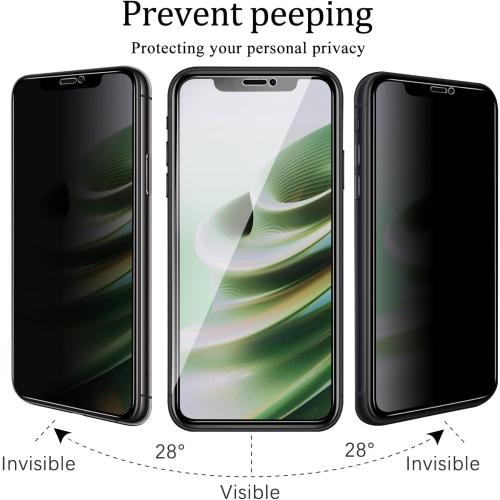 KAREEN 2 Pack Privacy Screen Protector for iPhone 11, iPhone XR Anti Spy Tempered Glass, 9H Hardness, Easy to Install, Bubble Free
