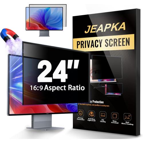 Hidden Design Magnetic Computer Privacy Screen 24 inch, Removable Privacy Screen Filter for Frameless Monitor 16:9 Widescreen, Anti Blue Light Shield, Anti-Glare Protector