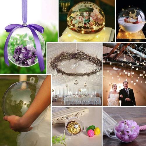 20 Pack Clear Plastic Fillable Ornament Ball