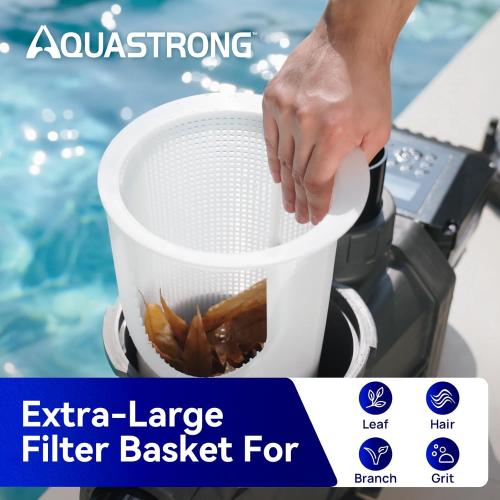Aquastrong Variable Speed Pool Pump, 2 HP, 220V, 10566GPH, In/Above Pool Pump, Energy Efficient, High Flow, Powerful Self Primming Swimming Pool Pumps with Filter Basket‼️missing pieces‼️