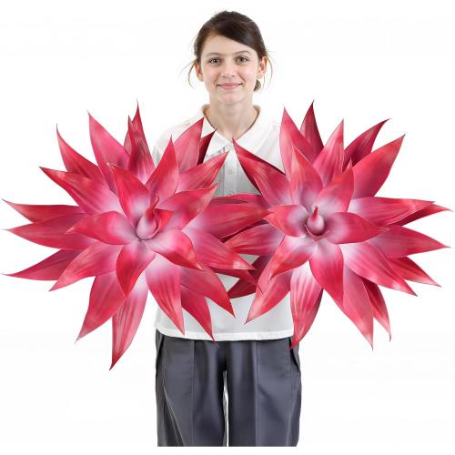 Velener Artificial Agave Plant Set, 28 Inch, Faux Aesthetic Plants for Home Decor, Realistic Fake Red and White Agave Plants Indoor Without Pot, Set of 2