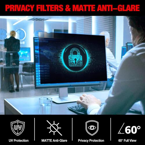Computer Privacy Screen Filter for 27 Inch 16:9 Widescreen Monitor, Anti-Spy/Anti Glare Protector Office Accessories - WxH: 23 9/16 x 13 1/4 (598mm x 337mm) (Not for 27 16:10)