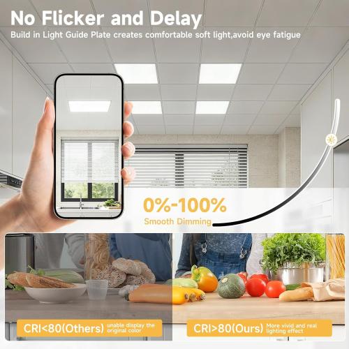 2 Pack 2x4 LED Flat Panel Light Drop Ceiling Office Fixture,9576LM, 30W/40W/50W/60W/72W Selectable,3000K/3500K/4000K/5000K/6500K 5CCT,Dimmable (0-10V) for Shop,Commercial Warehouse,ETL Listed