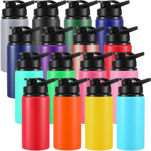 Eaasty 16 Pcs 17 oz Aluminum Water Bottle Bulk Multicolor Reusable Sports Bottle with Snap Lids Multipack Vacuum Water Flask for Travel Camping, Picnics, Gym, Hiking, Cycling, Fishing