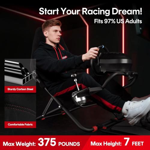 RACGTING Racing Simulator Cockpit for G920 G29 G923, Foldable Racing Simulator for Thrustmaster T248X T248 T300 T150 458 TX Xbox PS5 PS4 PC (Black), might miss pieces