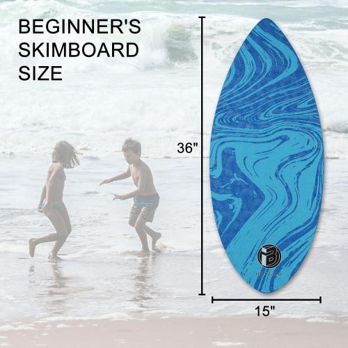 36” Skipper Skimboard with High Gloss Coat Wooden Skim Boards for Beginners, Teenagers and Adults Beach Skimboard 3 Color Traction Pad to Choose