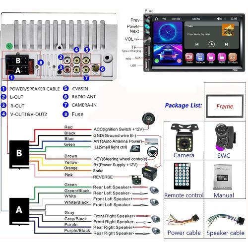 Double Din Car Stereo with Apple Carplay and Android Auto for Car Radio, Receivers Capacitive Touchscreen Car Stereo with Bluetooth, Mirror Link, FM, USB, TF, AUX, Type-C Charging, Backup Camera, SWC