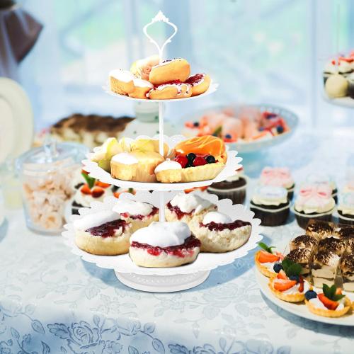 ZOOFOX Set of 10 Metal Cake Stands, Cupcake Holder Fruits Dessert Snack Plate Decor Serving Platter for Baby Shower, Wedding, Birthday Party or Christmas (White)