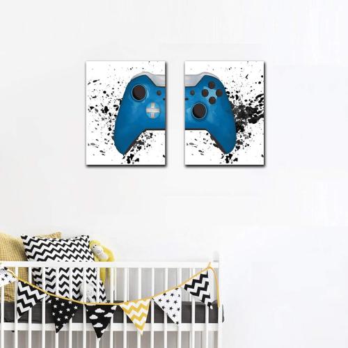 Gaming Artwork Gamer Canvas Wall Art Race Game Room Poster Prints Gamepad Posters Wall Pictures Canvas Painting Artwork Gaming Decor for Boys Room Gamer Decor Video Game Wall Art 16x24Inchx2 Unframed