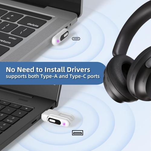 USB-C Bluetooth Audio Adapter for PS5, aptX Adaptive | 2-in-1 USB-A Bluetooth Audio Adapter, Low Latency, Wireless Audio Transmitter to Connect Bluetooth Headphones & Earbuds