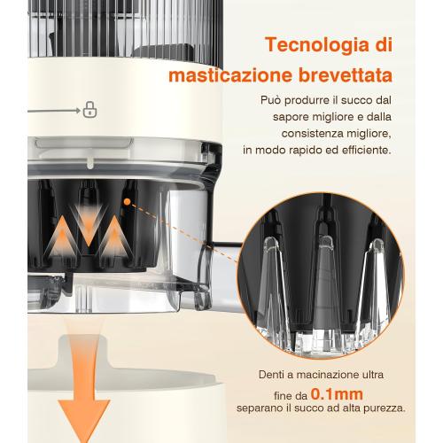 Cold Press Juicer, Zasmira Juicer Machines with Large Feeding Chute, Powerful Slow Juicer with Pulp Seperation, 99.6% Juice Purity, Easy to Clean, White