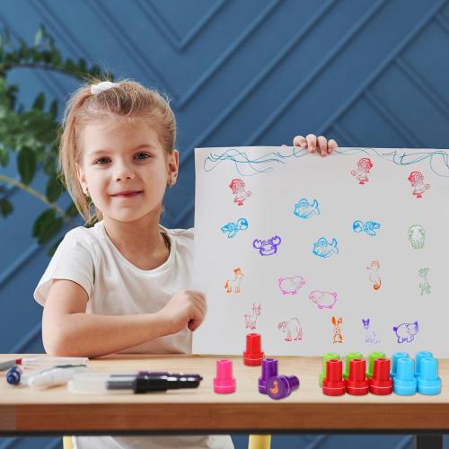 Animal Stamps for Kids, 26Pcs Self Inking Stamps Party Favors Zoo Farm Stampers Birthday Gift Party Supplies Goodie Bag Prizes Classroom Rewards Filler Arts and Crafts for Kids