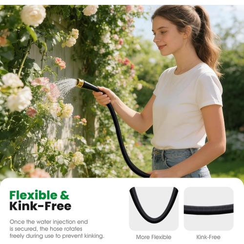 Garden Hose 100FT, Non-Expanding Water Hose Ultra Lightweight, Kink-Free, Burst-Resistant, Lead-Free, Durable & Flexible High-Pressure Hose for Yard, Lawn, Outdoor, Car Washing