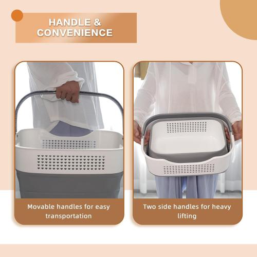 GREATLINK Foldable Laundry Basket Collapsible Laundry Hamper, Laundry Basket Dorm with Handles, Clothes Hamper & Laundry Bin, ﻿Pop Up Storage Container/Organizer, Plastic Hamper/Basket, Grey