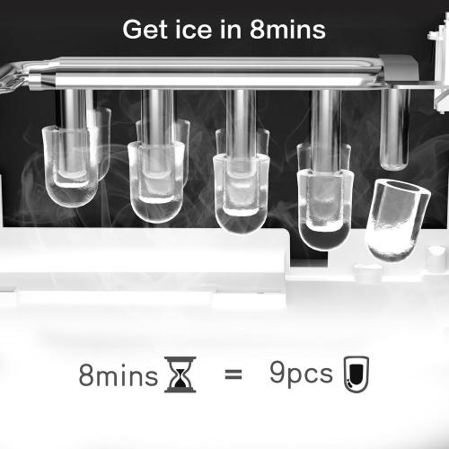 ZAFRO Ice Maker Countertop with Self-Cleaning, 26Lbs/24Hrs, 9 Cubes Ready in 8 Mins, One-Click Operation, Compact Portable Ice Maker with Ice Scoop/Basket for Home/Kitchen/Office/Bar, Black