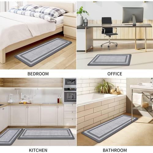 Mattitude Kitchen Mats Set of 2,Cushioned Anti-Fatigue Non-Skid Rug Sets | Ergonomic Comfort PVC Kitchen Mats for Floor,Standing Mat for Kitchen,Floor,Office,Sink,Laundry, Grey Frame