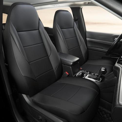 GIANT PANDA Front Car Seat Cover for Jeep Wrangler TJ (1997-2006),Leather Bucket Seat Covers Custom Fit Jeep Accessories (Black) 2-Pack