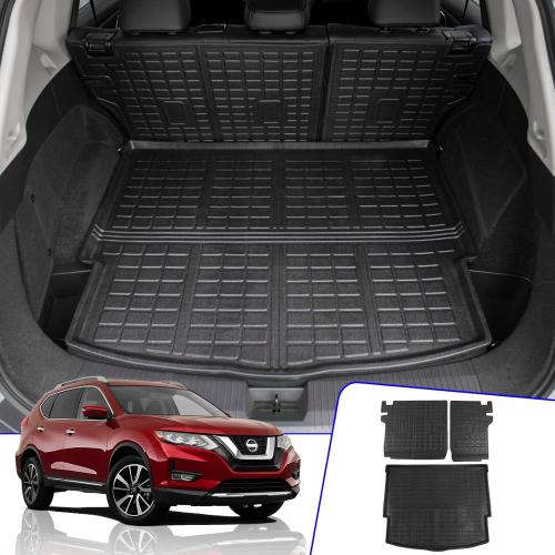 Rongtaod Cargo Mat Compatible with 2021-2025 2026 Nissan Rogue Rear Trunk Mat Cargo Liner Back Seat Cover Protector All Weather 2024 Rogue Accessories (Trunk Mat   Backrest Mats) ‼️has stains and mild scratches ‼️