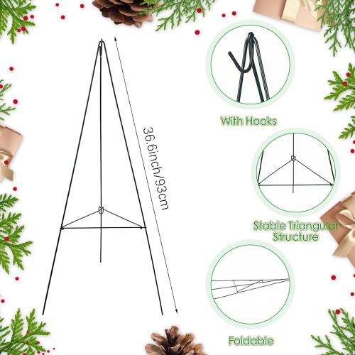 2Pcs 36In Christmas Wreath Stand Christmas Wreath Holder for Cemetery Gravestone Wreath Stands Large Wire Easel Flower Holders for Grave Holiday Outdoor