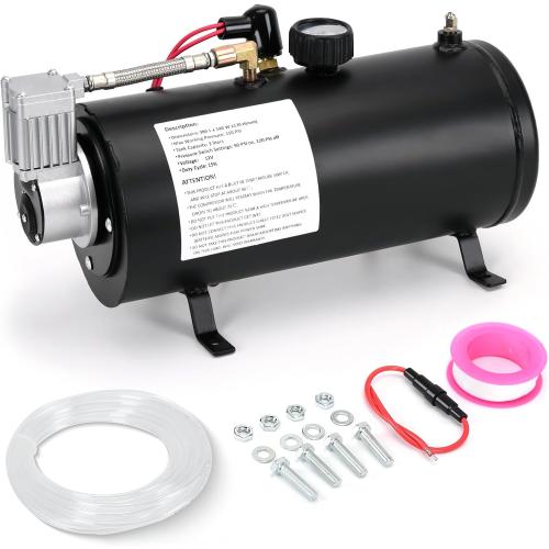 PTNHZ DC 12V MAX 150PSI Air Compressor Tank Pump w/3 Liter 0.8 Gallon Tank For Train Truck Boat Pickup Motorhome Portable Air Compressor Pump