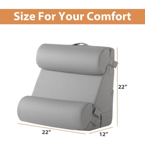 Orthopedic Bed Wedge Pillow Set 4Pcs, Adjustable Memory Foam Wedges Pillow, Pillow Wedge for Post Surgery, Back Pain Relief, Acid Reflux, Snoring, GERD, Grey