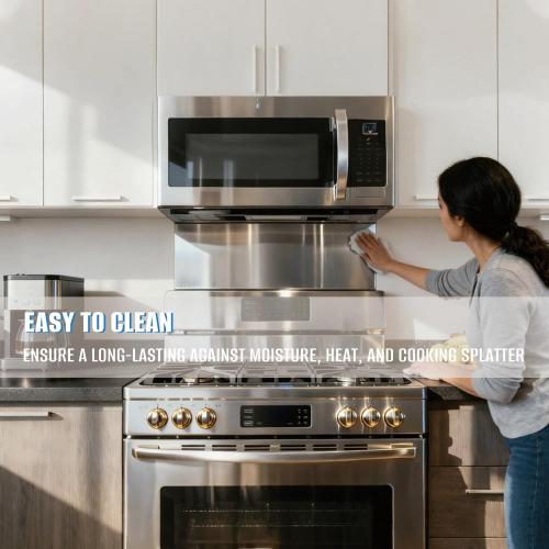 Size 12 By 30 Stainless Steel Stove Backsplash, Reversible Ultra Flat Splatter Guard Range Hood Backsplash, Easy Clean Wall Shield Magnetic Metal Panel