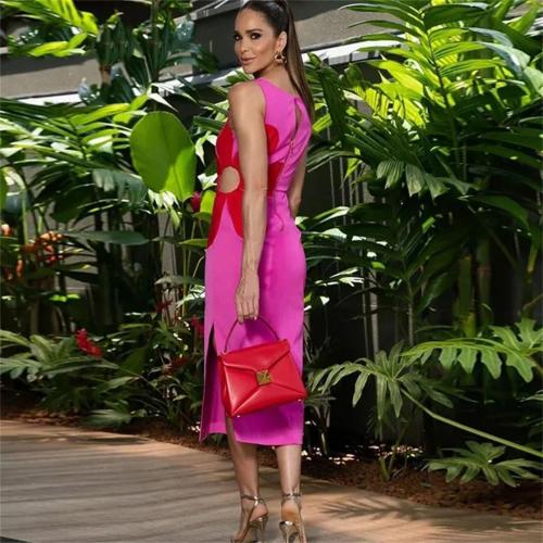 Size S Printed Dresses for Women Sundress Midi Beach Sleeveless Party Elastic Waist Dresses