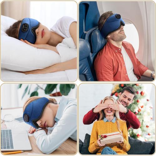 LC-dolida White Noise Bluetooth 5.4 Sleep Eye Mask with Timer, 3D Sleeping Mask Headphones with 16 Soothing Sounds, Total Blackout Sleep Headphones for Side Sleeper/Women/Men (Blue)