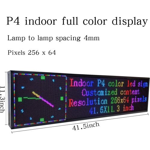 P4 Indoor Programmable Led Sign Scrolling Custom Display Message Board Digital Word Light for Business Bar Screen WiFi Control Electronic Advertising Pixel Led Panel Store Signs Menu(41.5×11.3)