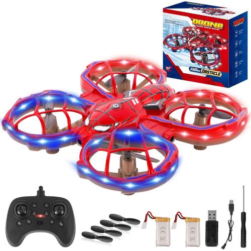 Drones for Kids 8-12: Spider Toy Stunt Drone With 5D Obstacle Avoidance, 3D Flip, Auto Hovering Indoor Drone, 2 Battery Kids RC Quadcopter With Led Lights RC Helicopter for Adults Kid