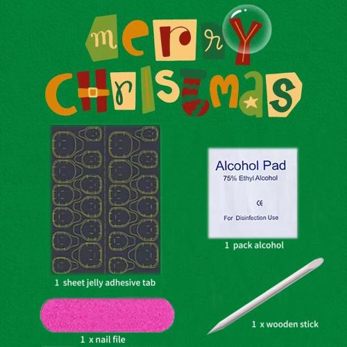 24 Pcs Christmas Press on Nails Long Fake Nails Coffin False Nails with Candy Design Glitter French Tip Nails Press ons Acrylic Artificial Nail Winter Xmas Glue on Nail for Women Girls