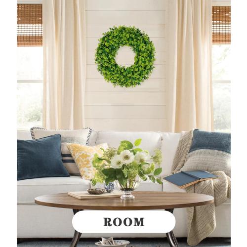 2Pack 18in Boxwood Wreaths, Artificial Preserved UV Resistant Green All SeasonsWinter Spring Summer Door Wreaths for Front Door Outdoor Indoor Farmhouse Porch All Year Round