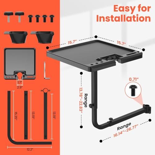 TASALON Salon Metal Tray Attached to Chair 360 Degree Rotation Barber Chair Tray for Dental, Cart with 2 Magnetic Bowls,Fully Adjustable Hairstylist for Barber Tattoo Tools