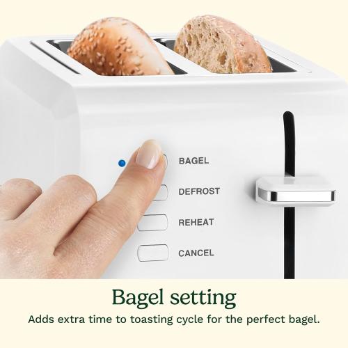 Cuisinart CPT-122 2-Slice Compact Plastic Toaster, Slots for Bagels & Bread, 7 Shade Settings, Cancel/Defrost/Reheat Functions, Removable Crumb Tray, Small Kitchen Appliance for Home & Office, White