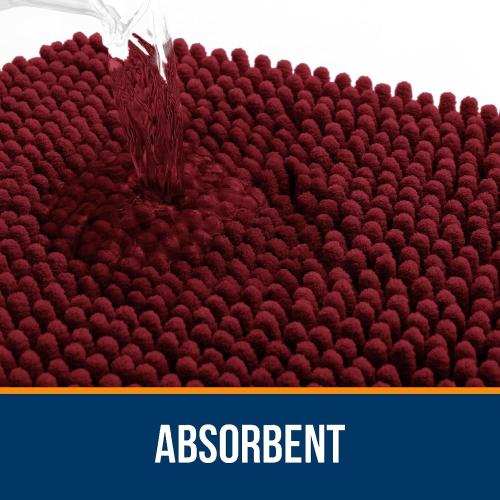 Bathroom Rugs 30x20, Extra Soft Absorbent Chenille Bath Rugs, Rubber Backing Quick Dry, Machine Washable Bath Mats for Bathroom Floor, Tub and Shower, Home Decor Accessories, Burgundy