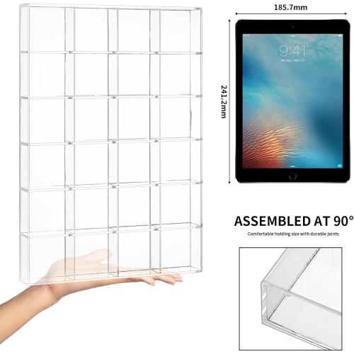 Large Clear Jewelry Organizer Display Tray, Storage Case for Rings, Earrings, Necklaces, Acrylic Drawer Organizer Trays (24 Grids)