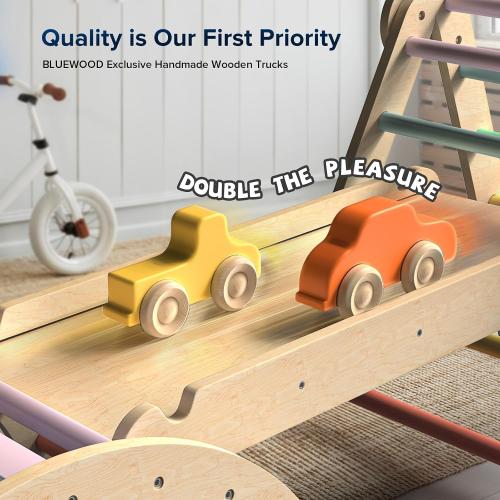 ‼️could have missing items ‼️Pikler Triangle Set with Safe Handle, Climbing Toys for 1-3 Year | Patented Safety Design, Foldable 7-in-1, with Wooden Car, Standard Size, Indoor Montessori Gift for First Birthday, Colorful