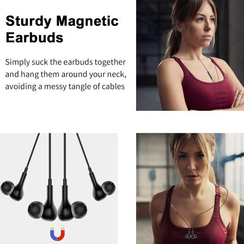 USB Earbuds with Microphone for PC Laptop,Wired USBA Headset,Black
