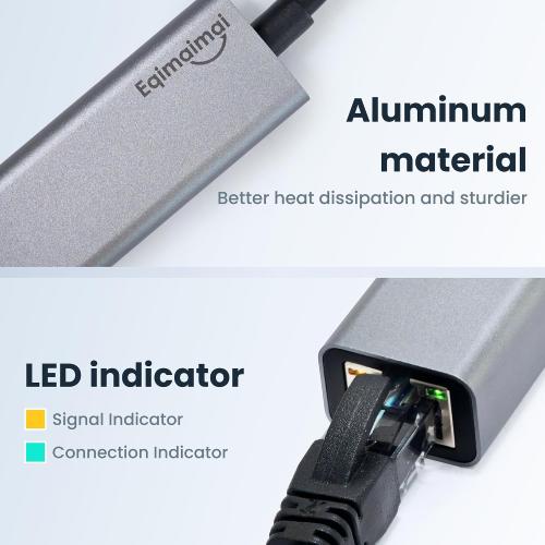 USB A to ethernet Adapter，USB 3.0 Gigabit to ethernet Adapter Compatibility 100/1000MBPS,Compatible with Windows, Mac OS, Linux, PC, Laptops, and More