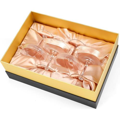 7oz 4 Pack BELLAFORTE Champagne Coupe Glasses, Espresso Martini Glasses | Set of 4 | 7 oz Classic Cocktail Glasses, Fluted Glassware Crystal with Stem for Manhattan, Cosmopolitan in Premium Gift Box