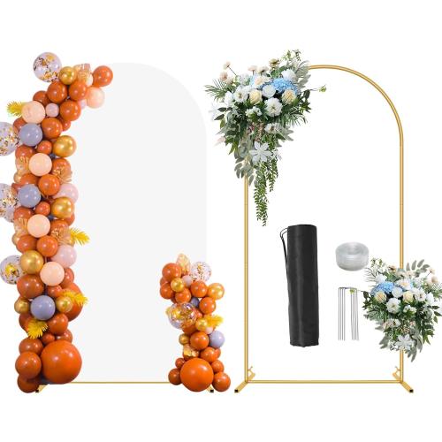 6.6FT Wedding Arch Backdrop Stand and White Cover, Metal Arch Backdrop Stand and Cover Set for Parties, Birthdays, Baby Showers, Bridal, Banquets, Ceremonies, Event Decor