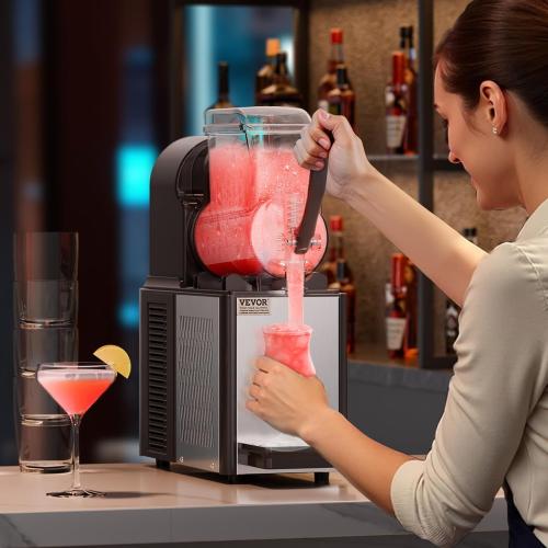 VEVOR Commercial Slushy Machine, Single Tank Frozen Drink Machine, Stainless Steel Margarita Smoothie Frozen Drink Maker, Slushie Maker for Home Party Restaurants Cafe Bars