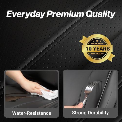 Coverland Custom Truck Car Seat Covers Front Seats for [2019-2026 RAM 2500, 3500 Crew Cab Front Bucket Seats Rear Whole Bench Seat] - Protector Water Resistant Leather Seat Cushion [Front-Black]