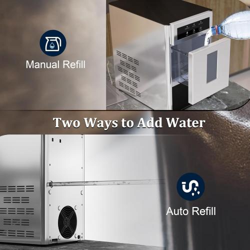 Costway Nugget Ice Maker, 44Lbs/24H Countertop Ice Makers, Self-Cleaning Ice Machine with 4.4 Lbs Basket, Auto Water Refill, Chewable Pebble Ice Maker for Home Kitchen Party