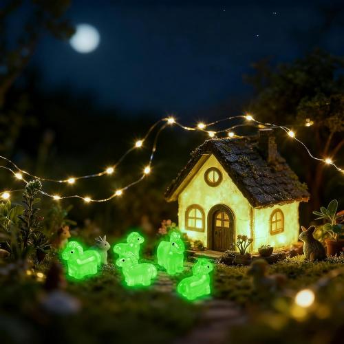 HOMICO 50 Pieces Mini Horse Animals Decor Luminous Mini Resin Animals for Dollhouse Micro Fairy Garden Landscape Aquarium Party Decorations