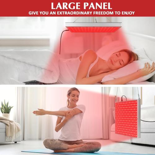 Red Light Therapy Lamp, LED Panel Deep 660nm and Near Infrared 850nm Light Combo, Red Light Therapy Device for Body and Face, Skin Beauty, Pain Relief of Muscles and Joints, Silver(Square)